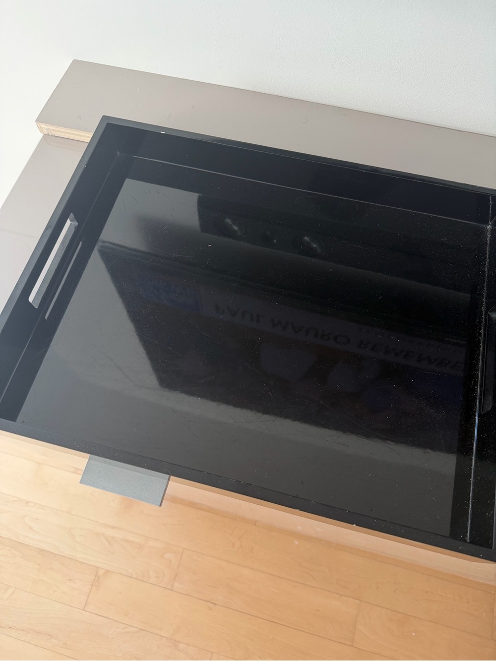 West Elm Black Lacquer Serving Tray Stand